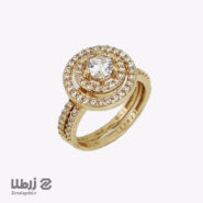 انگشتر تک نگین و پشت حلقه طلا طرح 107