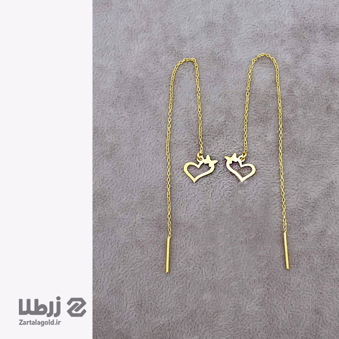 گوشواره طلا بخیه ای طرح قلب و پروانه گوشواره طلا بخیه ای طرح قلب و پروانه
