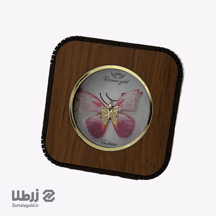 گردنبند طلا طرح پروانه ابر و باد صورتی کد N1062