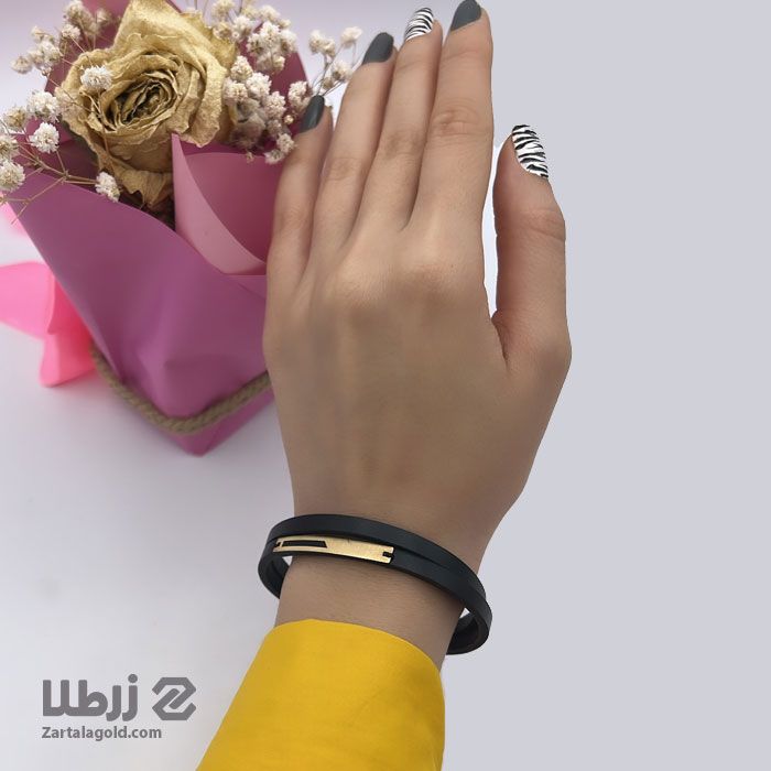 دستبند دو ردیف چرم مشکی با طرح مینیمال ساده کد B6478 دستبند دو ردیف چرم مشکی با طرح مینیمال ساده کد B6478