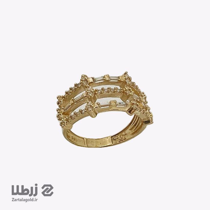 انگشتر طلا سه ردیف توخالی کد R6345 انگشتر طلا سه ردیف توخالی کد R6345