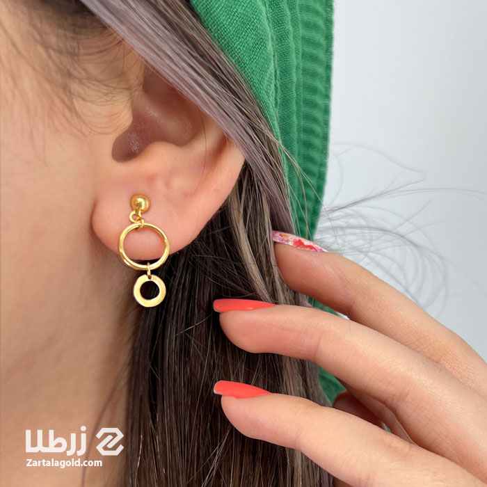 گوشواره چسبان با آویز حلقه گرد کد E5730 گوشواره چسبان با آویز حلقه گرد کد E5730