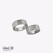 حلقه ست طلا طرح مربع نگین دار کد SR6501
