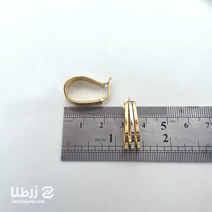 گوشواره حلقه ای ناپل حلالی دو رنگ کد E2589 گوشواره حلقه ای ناپل حلالی دو رنگ کد E2589