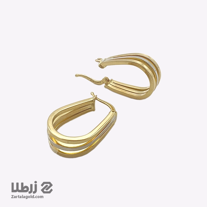 گوشواره حلقه ای ناپل حلالی دو رنگ کد E2589 گوشواره حلقه ای ناپل حلالی دو رنگ کد E2589
