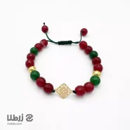 دستبند سنگی طلا طرح مربع گلدار کد B6109
