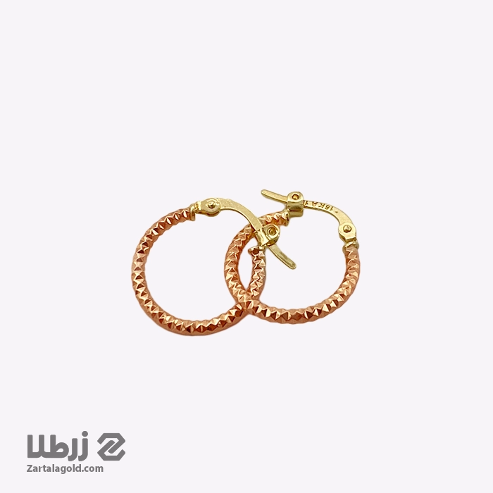 گوشواره حلقه ای طرح دار رزگلد کد E2590 گوشواره حلقه ای طرح دار رزگلد کد E2590