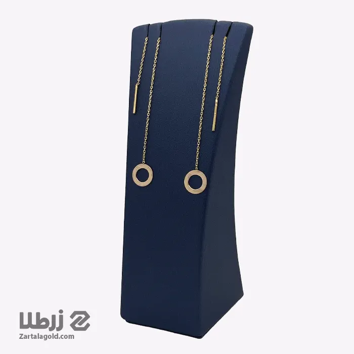 گوشواره طلا بخیه ای طرح دایره تو خالی کد E6461 گوشواره طلا بخیه ای طرح دایره تو خالی کد E6461