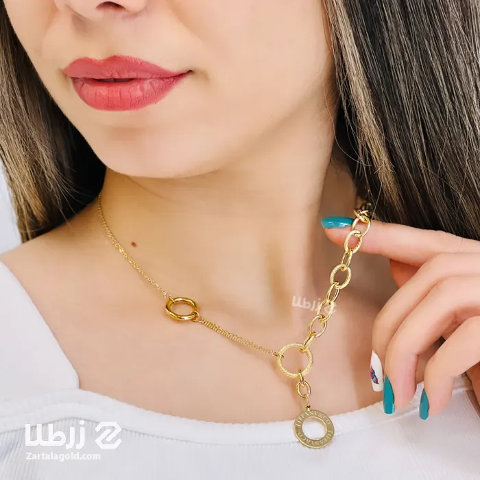 گردنبند زنجیری طلا طرح مدرن کد N3010 گردنبند زنجیری طلا طرح مدرن کد N3010