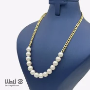 گردنبند طلا طرح کارتیه و مروارید کد N4075