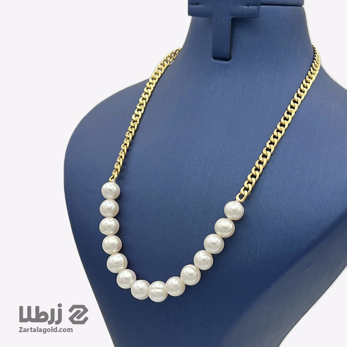 گردنبند طلا طرح کارتیه و مروارید کد N4075 گردنبند طلا طرح کارتیه و مروارید کد N4075