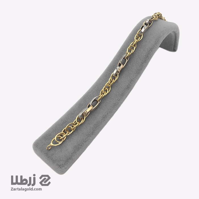 دستبند طلا طرح زنجیری 3 رنگ کد B6628 دستبند طلا طرح زنجیری 3 رنگ کد B6628
