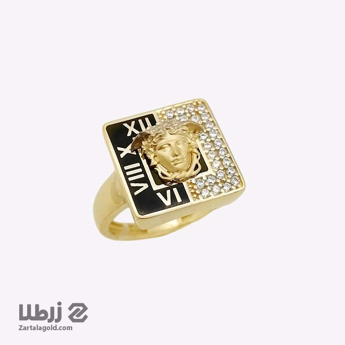 انگشتر طلا زنانه طرح ورساچ مربعی کد R3044 انگشتر طلا زنانه طرح ورساچ مربعی کد R3044
