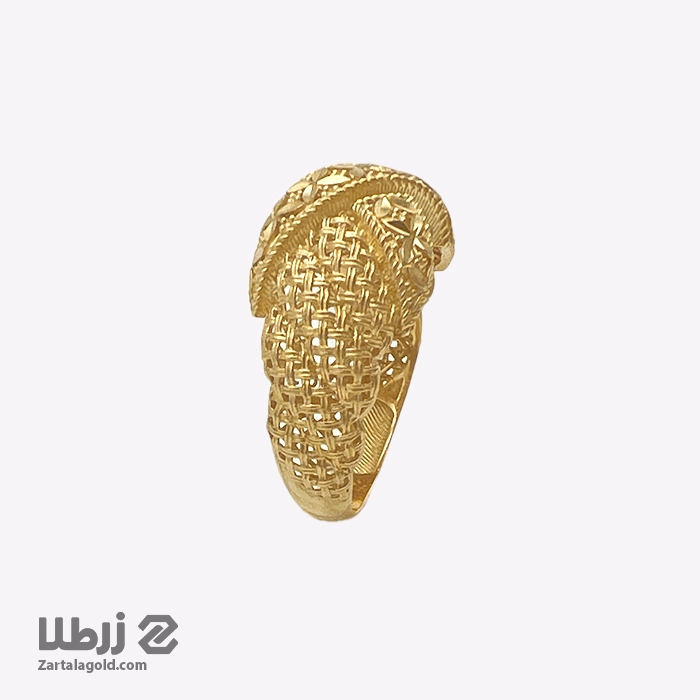 انگشتر طلا طرح تراشدار ضربدر کد R6663 انگشتر طلا طرح تراشدار ضربدر کد R6663