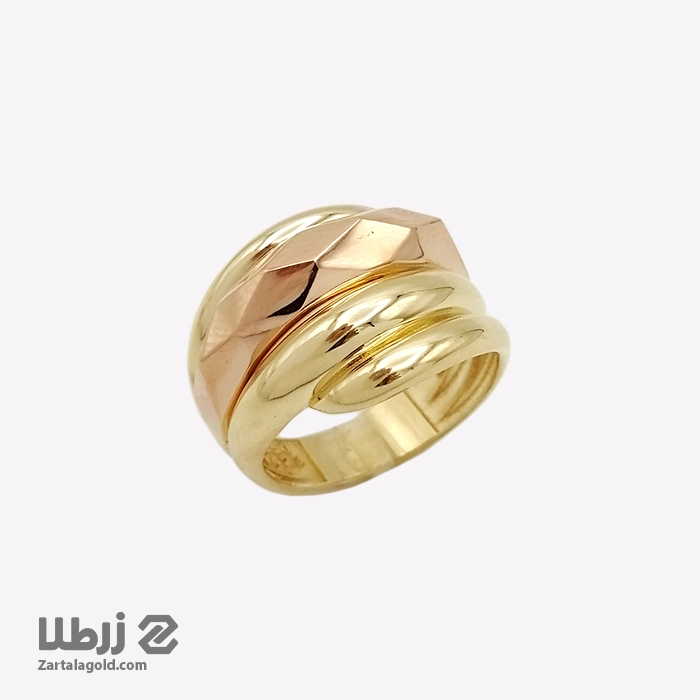 انگشتر طلا زنانه طرح آینه ای دو رنگ کد R2678 انگشتر طلا زنانه طرح آینه ای دو رنگ کد R2678