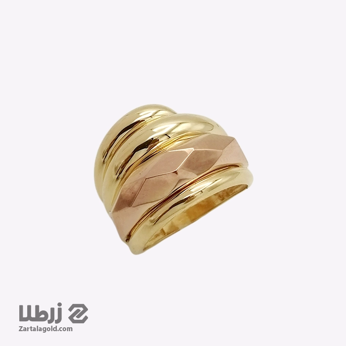 انگشتر طلا زنانه طرح آینه ای دو رنگ کد R2678 انگشتر طلا زنانه طرح آینه ای دو رنگ کد R2678