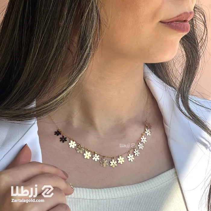 گردنبند طلا طرح گل 6 برگ کد N2607 گردنبند طلا طرح گل 6 برگ کد N2607