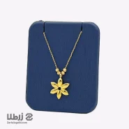 گردنبند طلا طرح گل برجسته با گوی کد N6608
