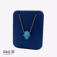 گردنبند طلا طرح دست همسا آبی کد N1248