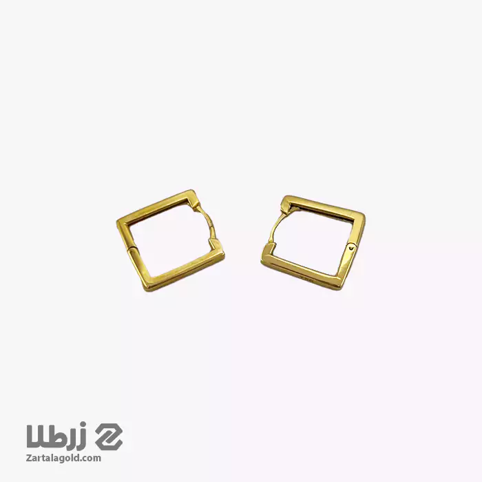 گوشواره طلا حلقه ای طرح مربع کد E16512 گوشواره طلا حلقه ای طرح مربع کد E16512