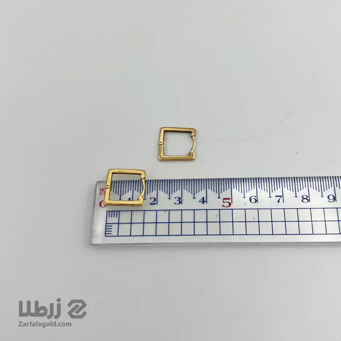 گوشواره طلا حلقه ای طرح مربع کد E16512 گوشواره طلا حلقه ای طرح مربع کد E16512