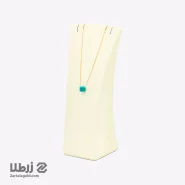 گردنبند طلا طرح مربع سواروسکی آبی فیروزه ای کد N15600