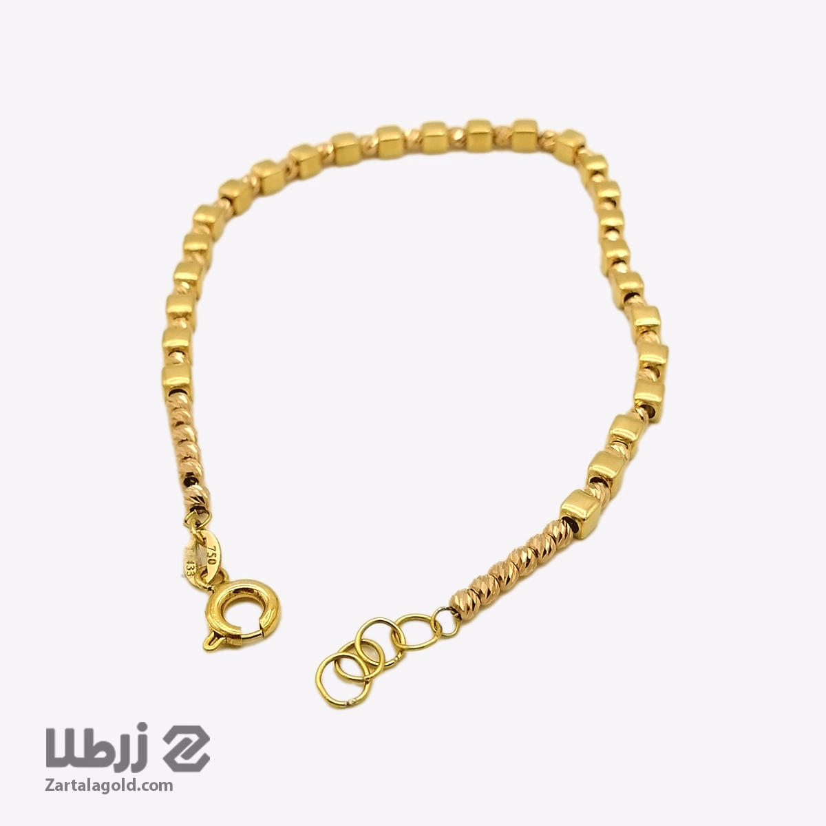 دستبند طلا طرح زنجیر گوی و مربعی دستبند طلا طرح زنجیر گوی و مربعی کد B17012