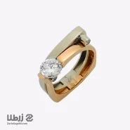 انگشتر طلا تک نگین دو ردیفه کد R17524