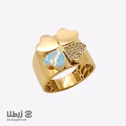 انگشتر طلا گل شبدر با نگین های اتمی کد R17546