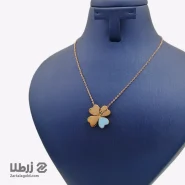 گردنبند طلا طرح گل شبدر مینا کاری کد N17547