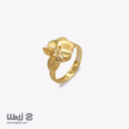 انگشتر طلا زنانه طرح تراش پروانه و گل کد R18752
