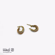 گوشواره حلقه ای طلا طرح ناپل سه رنگ گرد کد E18667