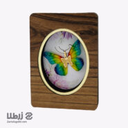 پلاک طلا پروانه پارچه ای رنگین کمونی کد P19107