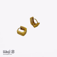 گوشواره طلا حلقه ای مربع طرح گندم کد E18412