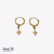 گوشواره حلقه ای طلا با آویز خشت کد E19225