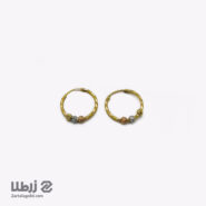 گوشواره طلا حلقه ای تراشدار 3 گوی البرنادو کد E18262
