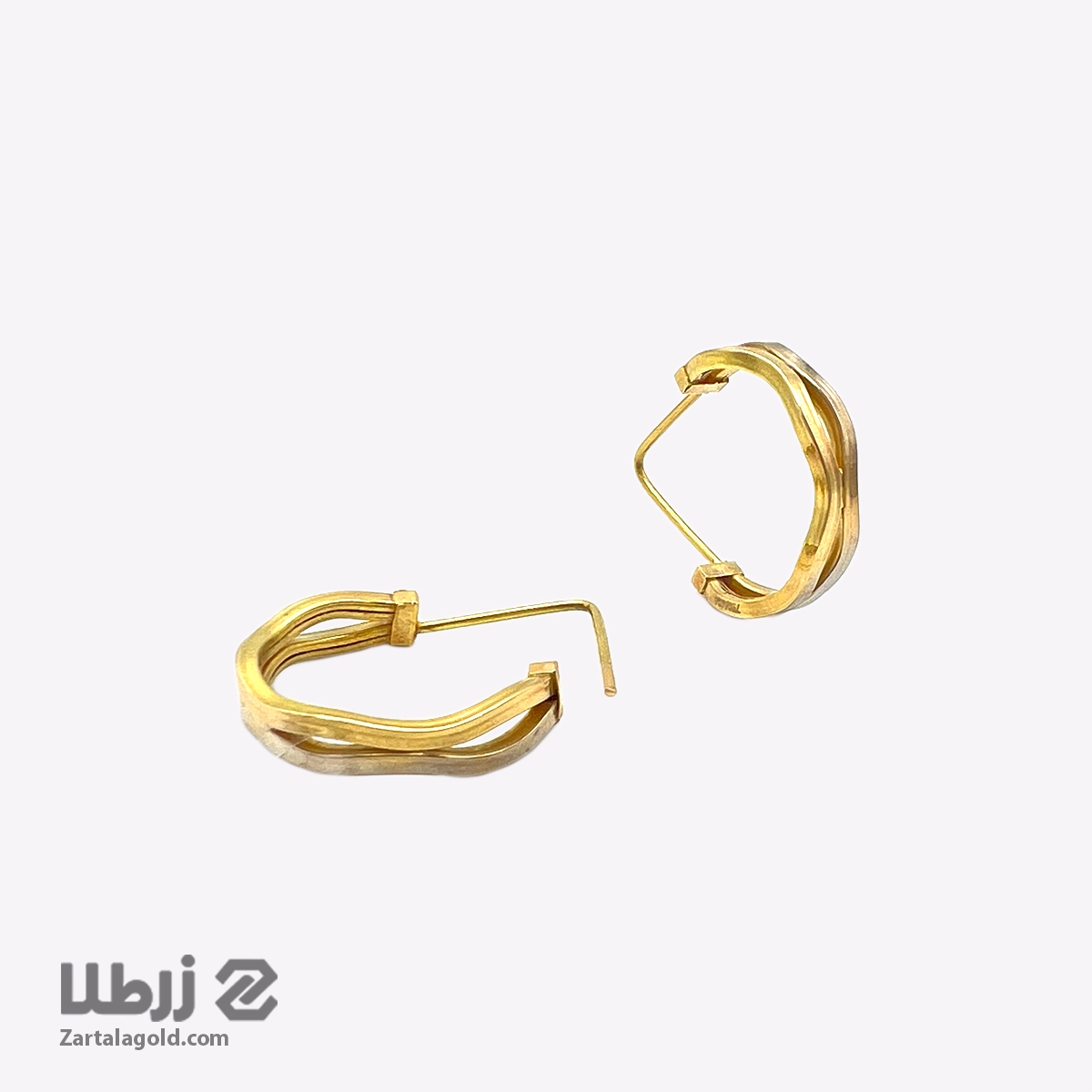 گوشواره حلقه ای ناپل دوتایی موجدار سایز متوسط کد E17742 گوشواره حلقه ای ناپل دوتایی موجدار سایز متوسط کد E17742