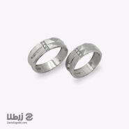 حلقه ست طلا سفید نگینی دو ردیفه کد R18614