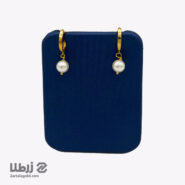 گوشواره طلا حلقه ای با آویز مروارید کد E20059