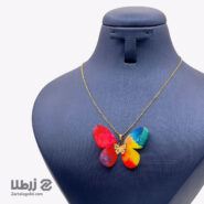 گردنبند طلا پروانه پارچه ای آبرنگی کد N20439