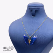 گردنبند طلا طرح فرشته پارچه ای آبی کاربنی کد N20441