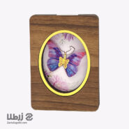 گردنبند طلا طرح پروانه صورتی بنفش کد N20419