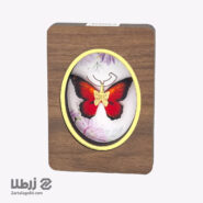 گردنبند طلا طرح پروانه قرمز مشکی کد N20424