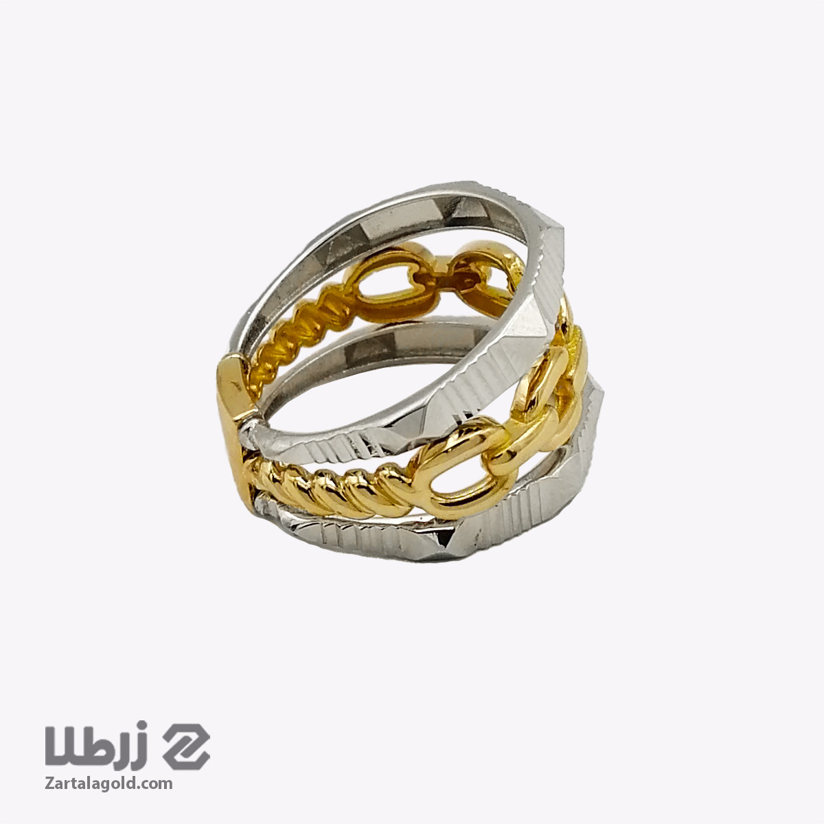 انگشتر طلا زنانه طرح پورتوفینو سفید زرد انگشتر طلا زنانه طرح پورتوفینو سفید زرد کد R19919