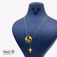 گردنبند طلا طرح کره زمین و هواپیما کد N20617