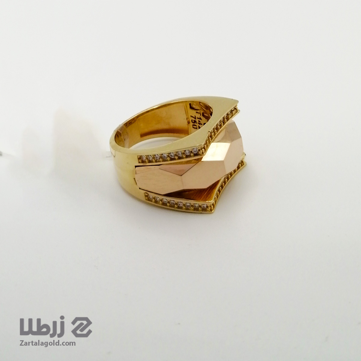 انگشتر طلا نگین دار رزگلد و زرد کد R20245 انگشتر طلا نگین دار رزگلد و زرد کد R20245
