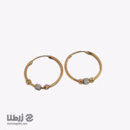 گوشواره حلقه ای طلا طرح گوی و مربع کد E20561