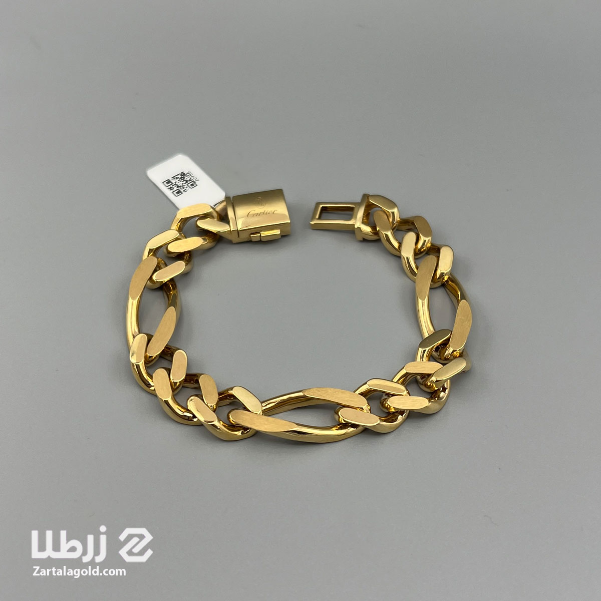دستبند طلا طرح فیگارو مات و آینه ای دستبند طلا طرح فیگارو مات و آینه ای کد B20986