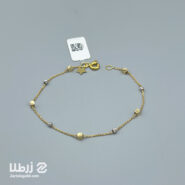 دستبند زنجیری طلا طرح گوی و مربع کد B19329