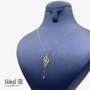 گردنبند زنجیری طلا طرح گندم و آویز گوی